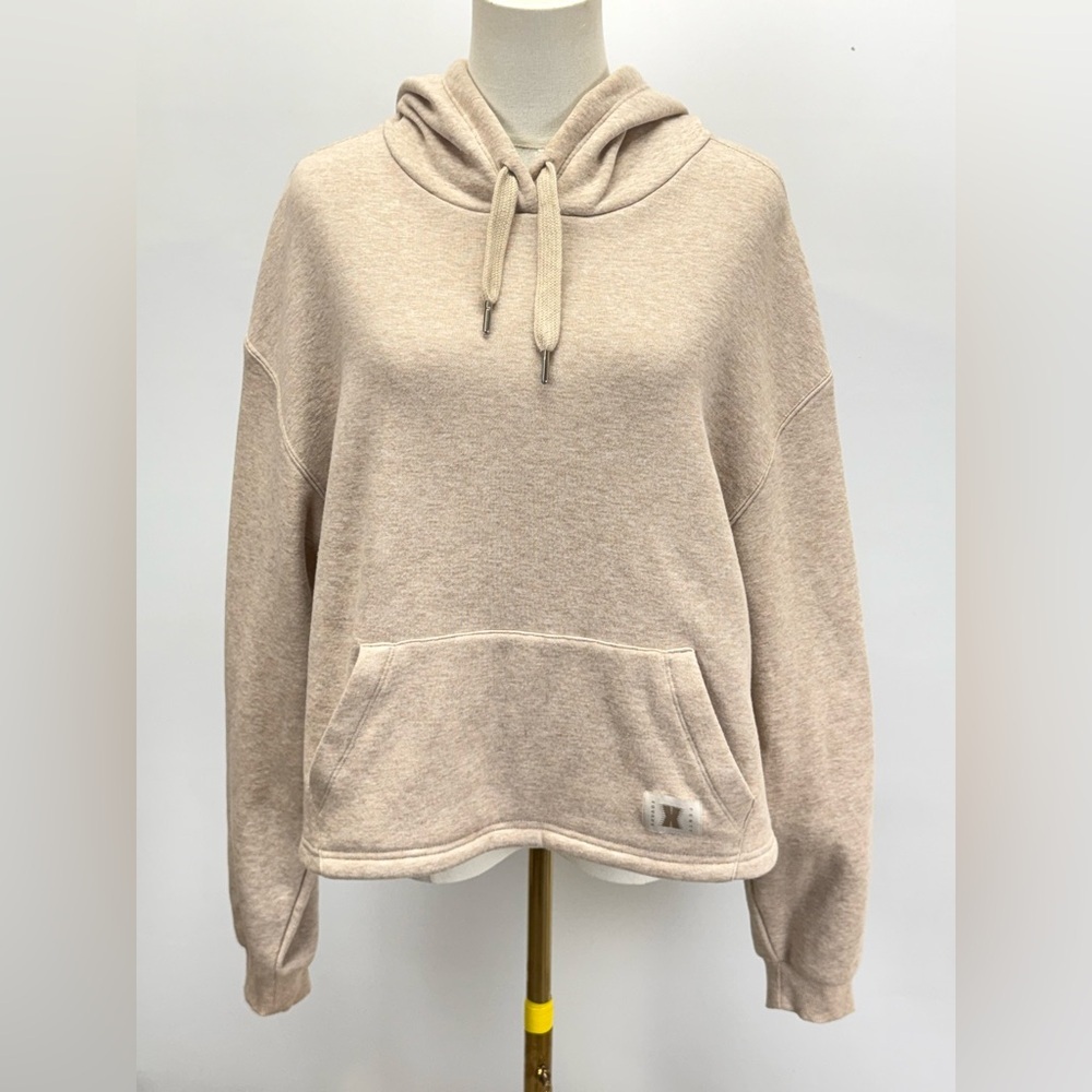 SAVAGE X FENTY Women's beige heather hooded crop sweatshirt size L